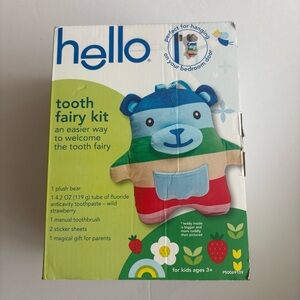 Hello Tooth Fairy Multicolor Teddy Bear, Strawberry Toothpaste & Toothbrush Kit